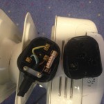 A melted plug from an heater that was still in use in an office in oxford